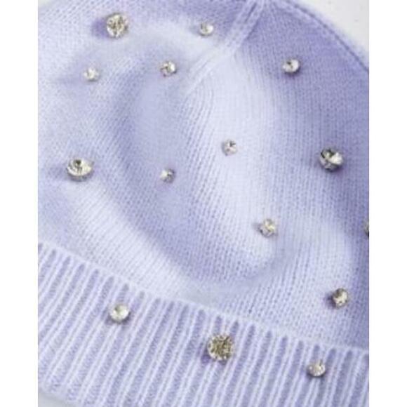 Charter Club Women's Fresh Orchid Cashmere Embellished Cuffed Beanie One Size - Picture 2 of 2